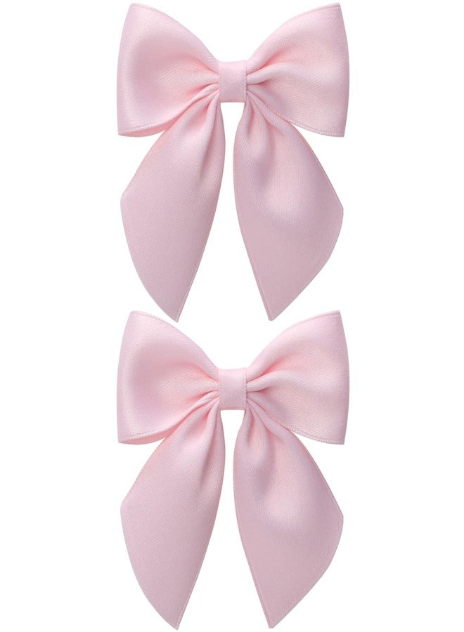 Zolyco 3.5 Inch Cheer Bow Clips for Women Girls Thick Ribbon Boutique Alligator Clips with Tails Hair Accessories for Older Kids Children Young Girls 2 Pcs (Light Pink) - Image 1